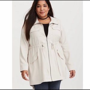 TORRID TAN TWILL DRAPE ANORAK JACKET